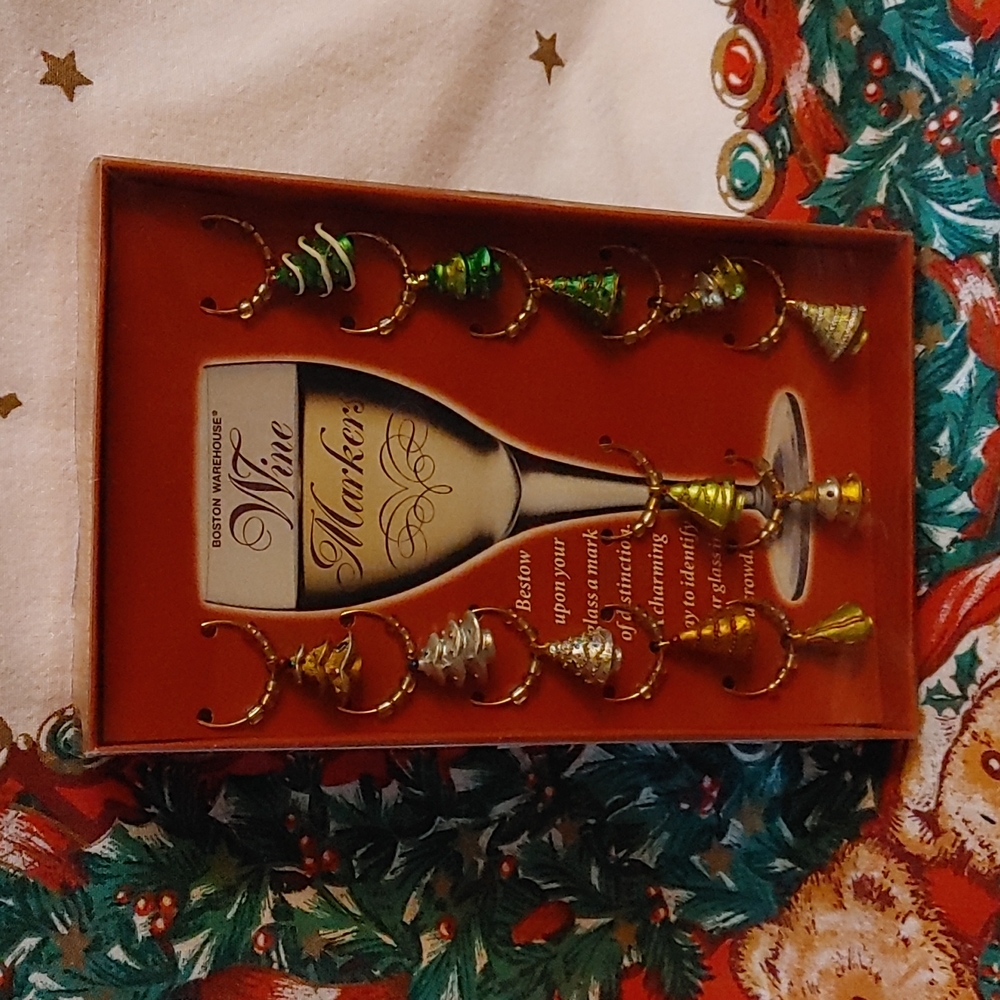 NEW! Boston Warehouse Christmas Wine Markers